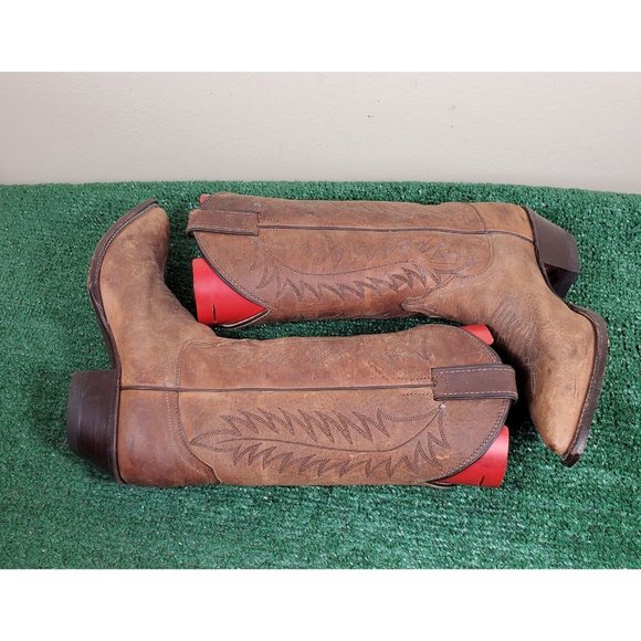 Justin Boots Cowgirl Boots Brown Leather Pull On Women Size 6.5B 4935 - Picture 4 of 11